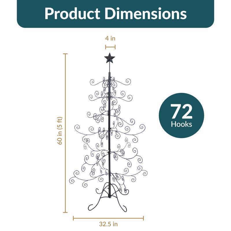 Sunnydaze Noelle Metal Christmas Ornament Tree - 60 Inch