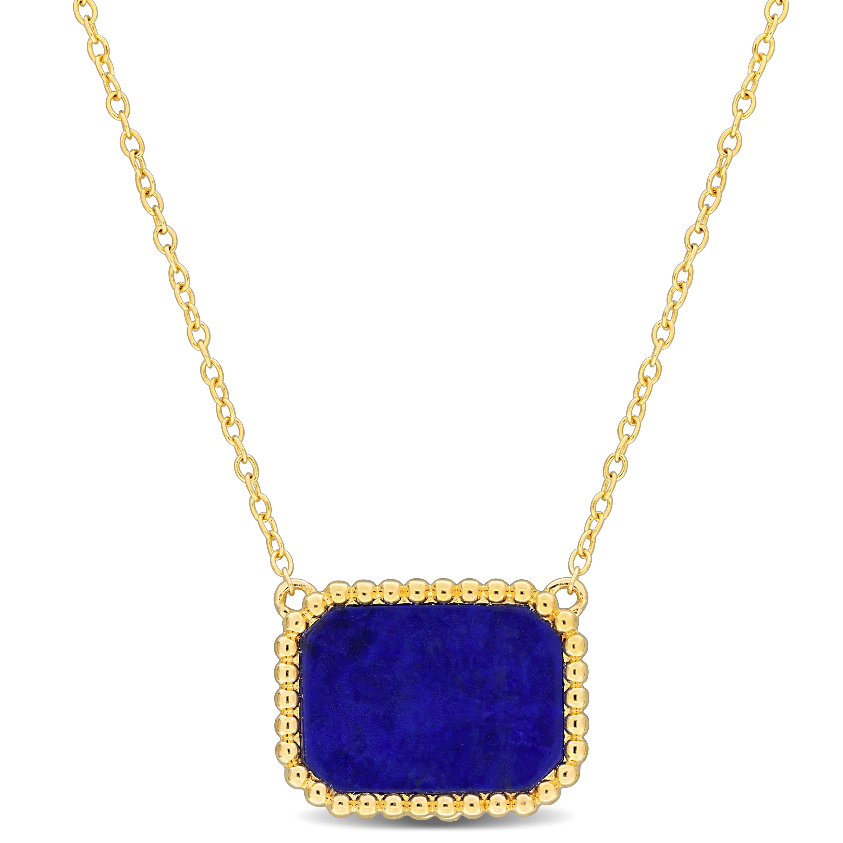 Miadora 5ct TGW Octagon-Cut Lapis Halo Necklace Sterling Silver