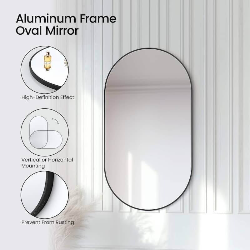 24 x 44 Inch Shatterproof Wall Mount Metal Frame Mirror