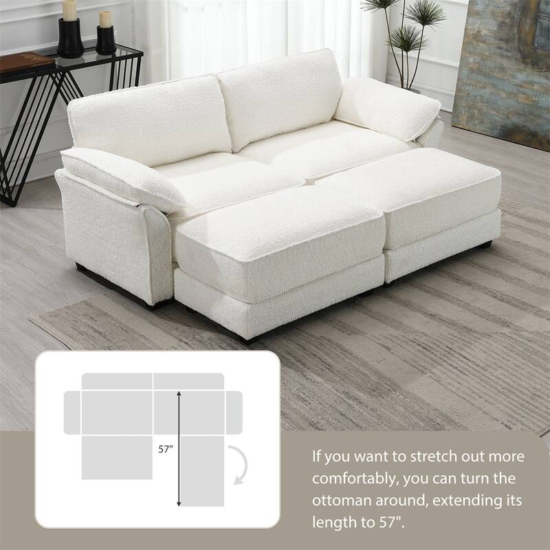 4 Seat Upholstered Sleeper Corner Couch,Deep-Seat with Ottoman