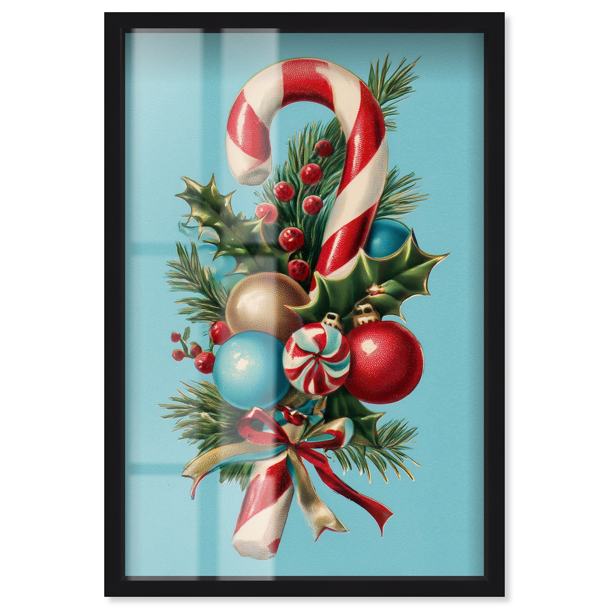 Candy Cane Bouquet I Christmas Decor Shadowbox Print by Art Remedy