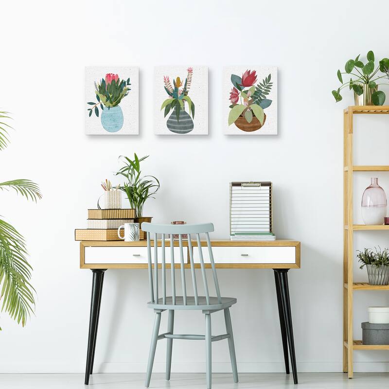 Potted Petals I,Potted Petals II,Potted Petals III by Belle Maison Canvas Art Prints