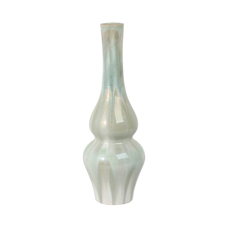 Stoneware Ceramic Vase Tall Sculptural Silhouette Glazed Finish Modern
