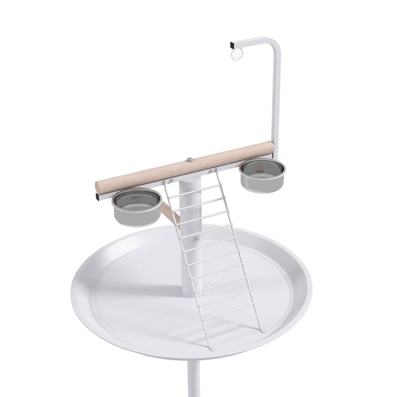 PawHut Bird Stand, Parrot Stand with Wheels, Perches, Stainless Steel Feed Bowls, Round Tray, Bird Play Stand for Indoor Outdoor