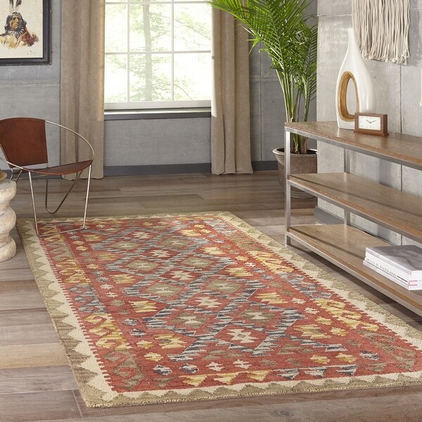 Momeni Tangier Red Hand-Tufted Wool Rug - 7'6" x 9'6"