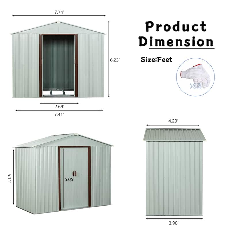 Waterproof Garden Shed Tool Shed Pet Shed Rust-resistant Metal Storage Shed with Lockable Sliding Door