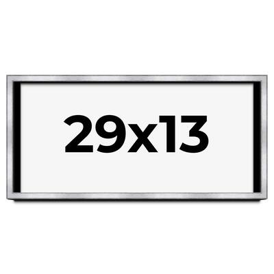 29x13 Shadow Box Frame Silver | 1.375 Inches Deep Real Wood