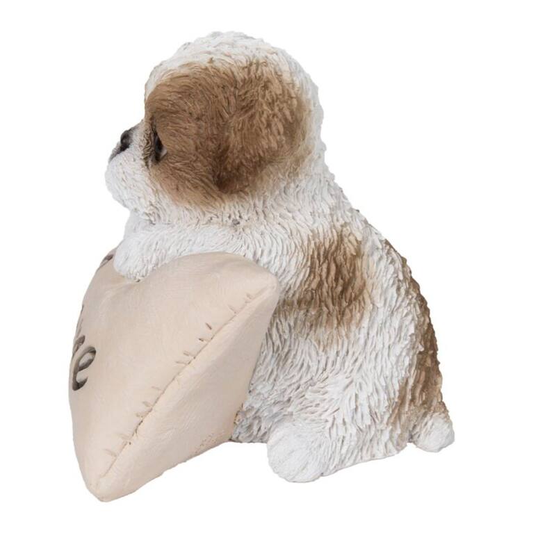 Shih Tzu with Welcome Sign Outdoor Garden Statue - 5.25"