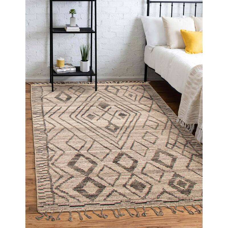 ECARPETGALLERY Hand-knotted Tangier Light Grey Wool Rug - 5'0 x 8'2