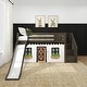 preview thumbnail 9 of 62, Max and Lily Classic Twin Low Loft with Stairs, Easy Slide and Curtain Clay, Black