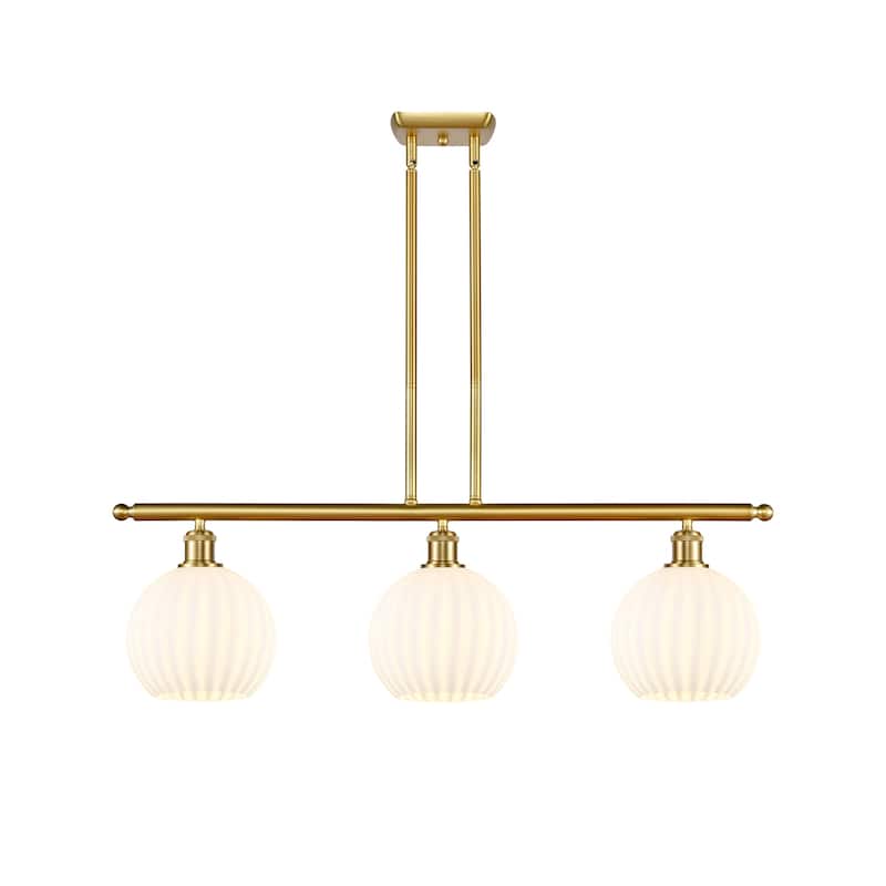Innovations Lighting 516-3I-11-36-White Venetian-Indoor Pendant Large - Satin Gold / White Venetian