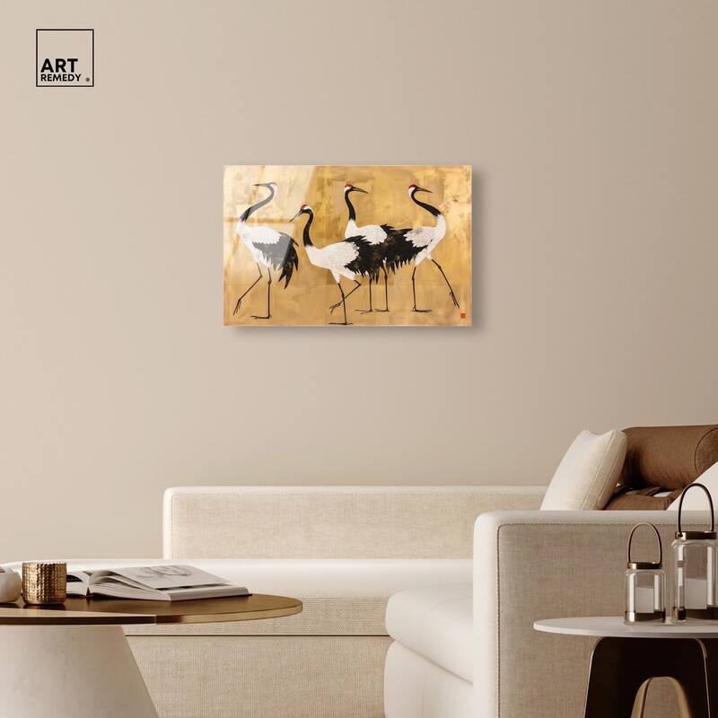 Birds of Gold Acrylic by Art Remedy, Ready to Hang