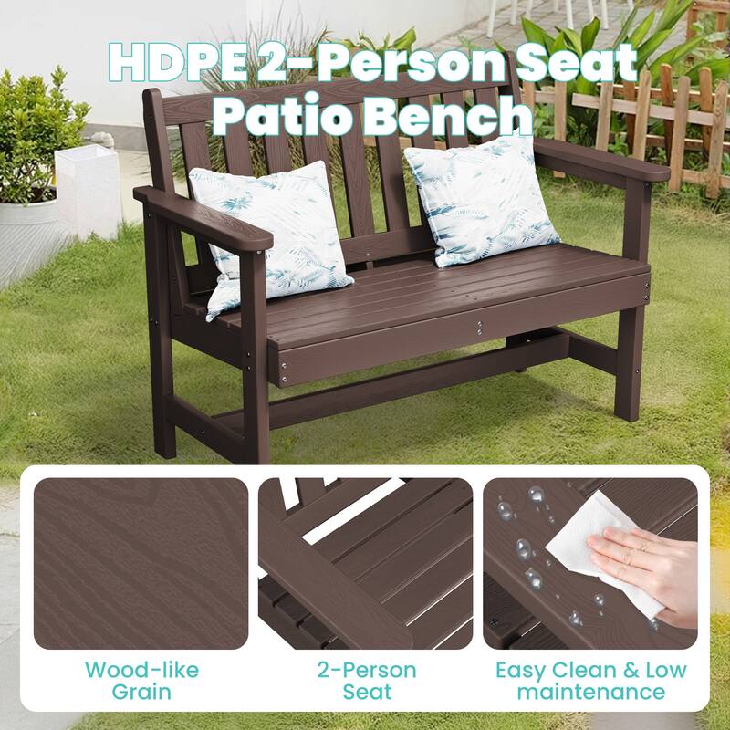 Outdoor 2-Person Garden Bench 42.92-in W x 35.83-in H
