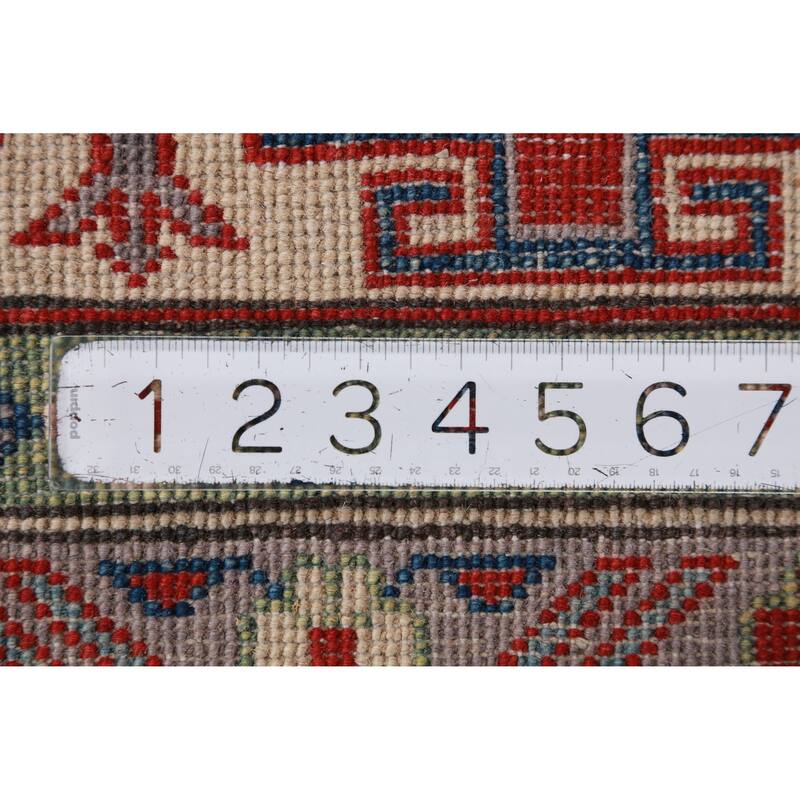 Hand Knotted Oriental 100% Wool Carpet Traditional Geometric Red Kazak Area Rug - 12' 9'' X 9' 11''