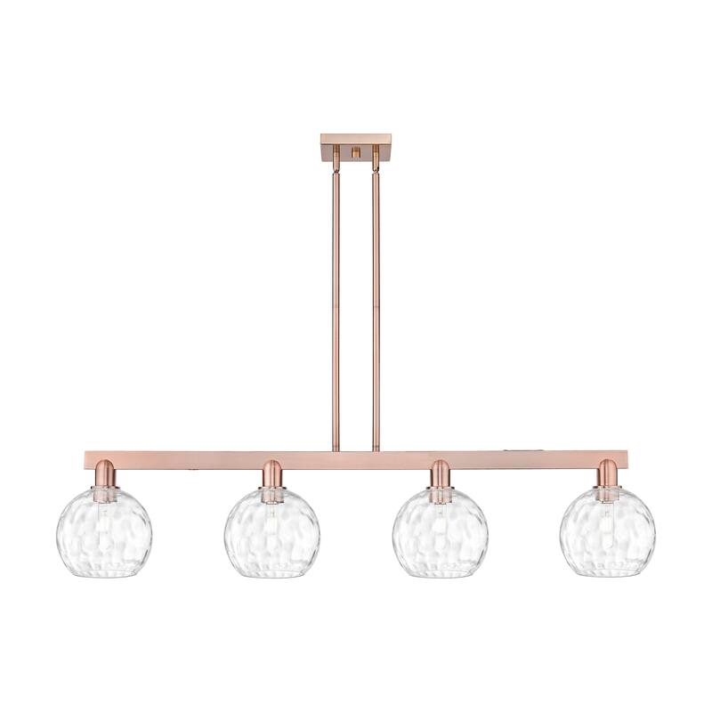 Innovations Lighting Endless Possibilities Arcadia - Athens Water Glass - 4 Light 51" Stem Hung Island Light - Antique Copper