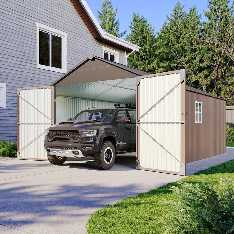 AOXUN Outdoor Storage Shed with Lockable Doors and Air Vents for Garden