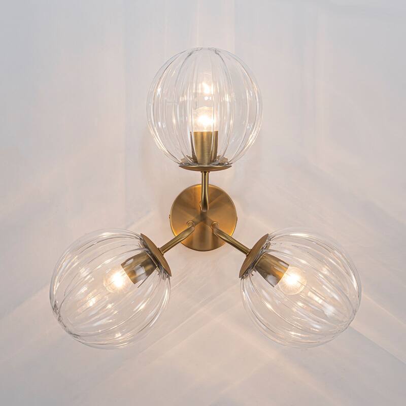 3-Light Contemporary Semi Flush Mount with Ripple Glass