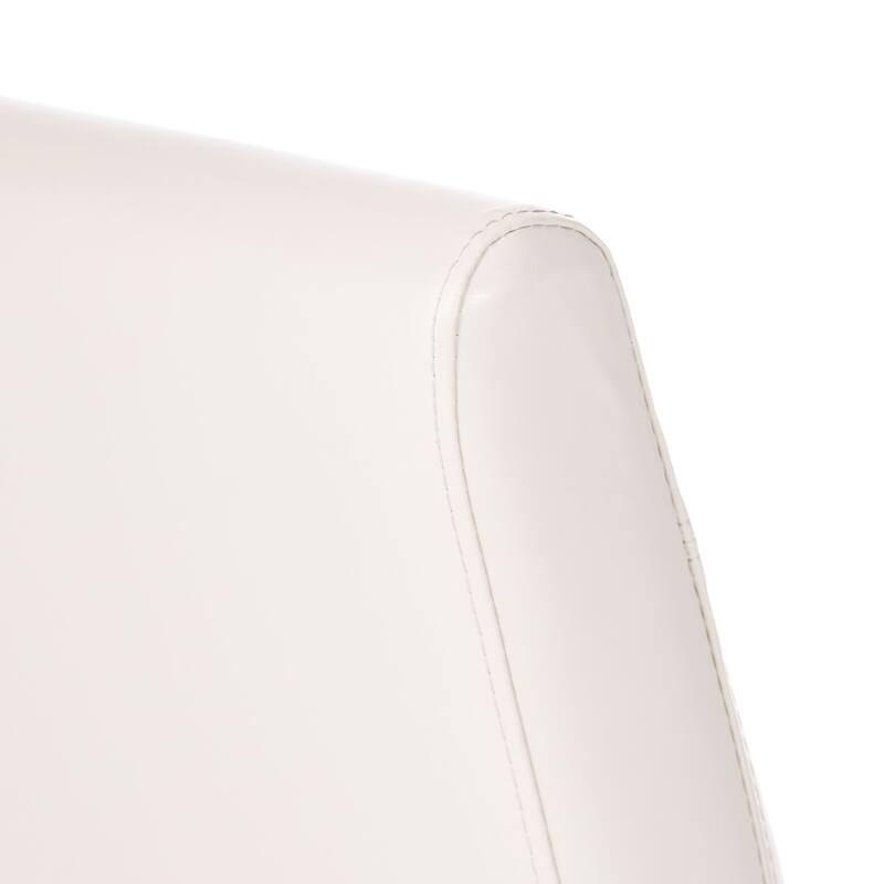 Set of 2 PU Leather Dining Chairs T Stitch Backrest Tapered Legs Contemporary