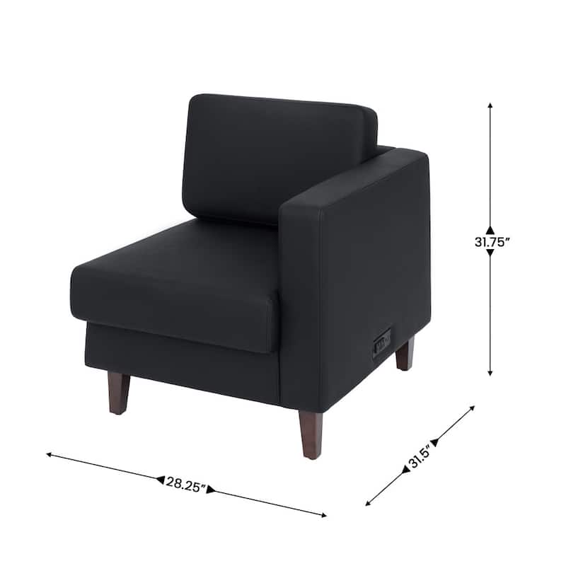 Commercial Modular Right Arm Chair with AC/USB/USB-C Chargers - 28.25"W x 31.5"D x 31.75"H