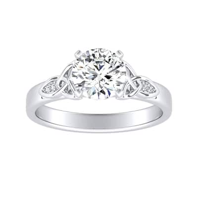 Auriya 14k Gold Modern 3/4ct Round Moissanite Engagement Ring