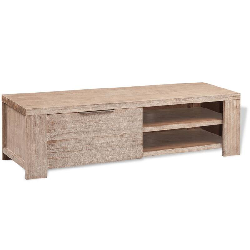 vidaXL TV Stand Solid Brushed Acacia Wood 55.1"x15"x15.7"