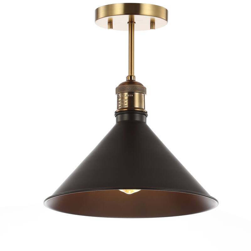 Nira 11" Metal LED Semi-Flush Mount, Oil Rubbed Bronze/Brass Gold by JONATHAN Y