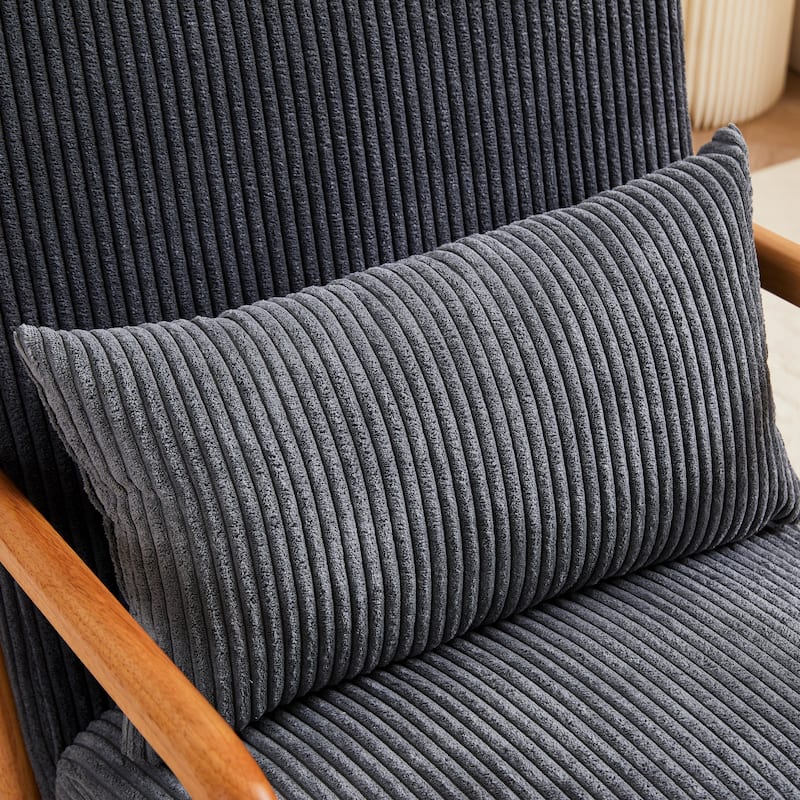 Mid-Century Modern Accent Chair – Upholstered Armchair with Pillow & Solid Wood Frame, Perfect for Living Room, Bedroom.