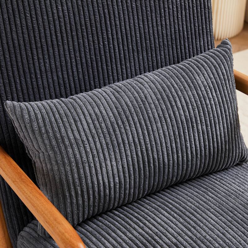 Polyester Mid-Century Modern Accent Chair with Solid Rubberwood Frame, Ergonomic Design, and Removable Pillow
