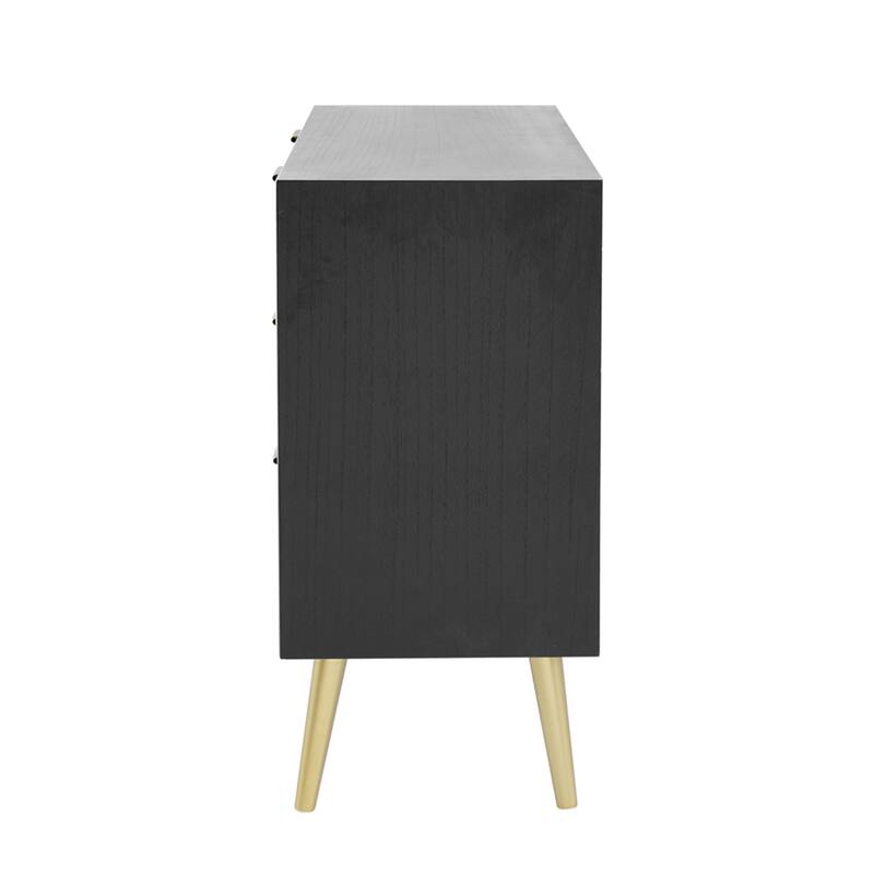 3-Drawer Woven Rattan Cabinet - 30.75" - Black