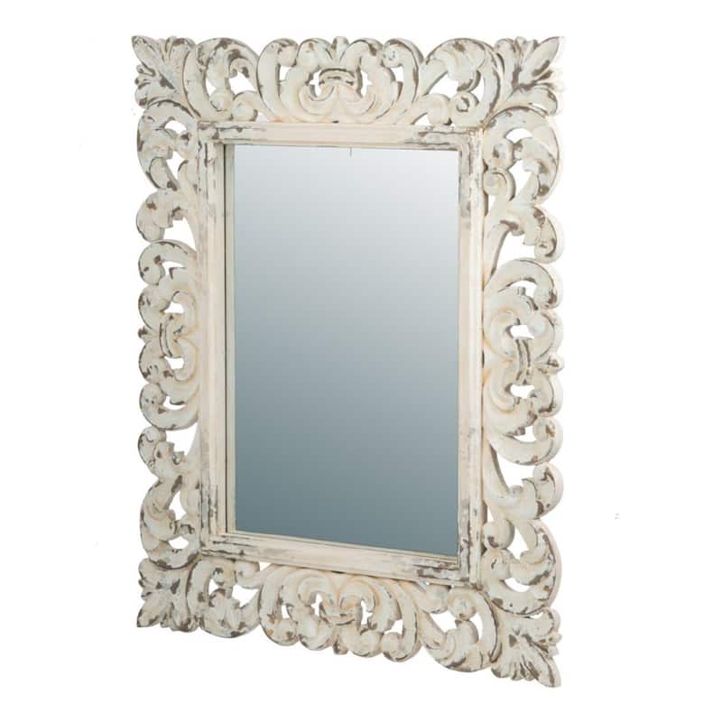 54.25" White ctry Chic Style Wooden Framed Wall Mounted Mirror