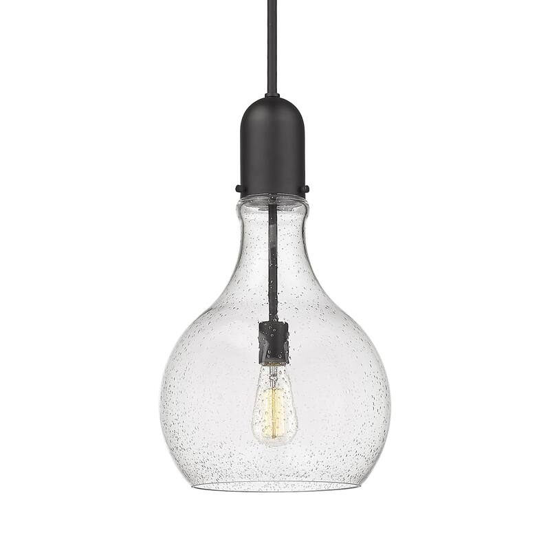 Innovations Lighting 492-1S-20-12 Amherst Pendant Amherst 12" Wide - Matte Black / Seedy