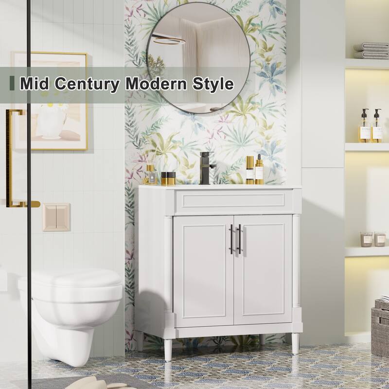 24"/30"/36" Retro Bathroom Vanity W/ Drop in Sink Combo Cabinet Set