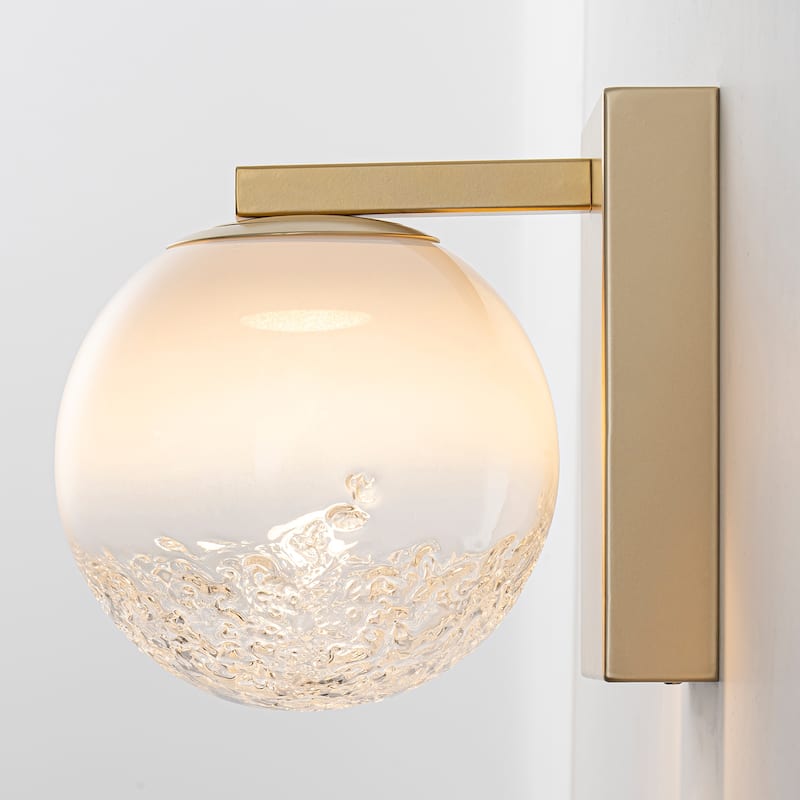 LED Wall Light with Clear-to-White Glass Globe Shade Dual Mount