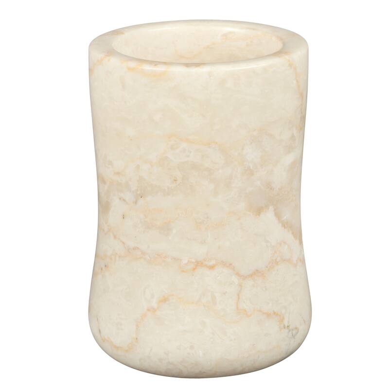 Creative Home Curvy Collection Champagne Marble Tumbler, Toothbrush Holder, Makeup Brush Organizer - Beige - Beige