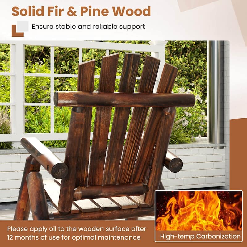 Costway 1/2 PCS Outdoor Adirondack Rocking Chair for Adults Solid Wood