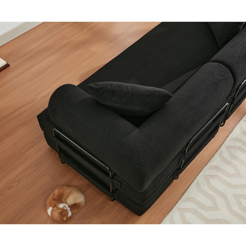 Folding Convertible Sleeper Sofa Bed with 3-Seats, DIY Modular Design for Ultimate Flexibility and Comfort
