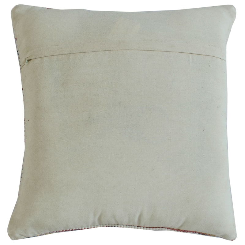 20" White and Pink Motif Striped Square Throw Pillow