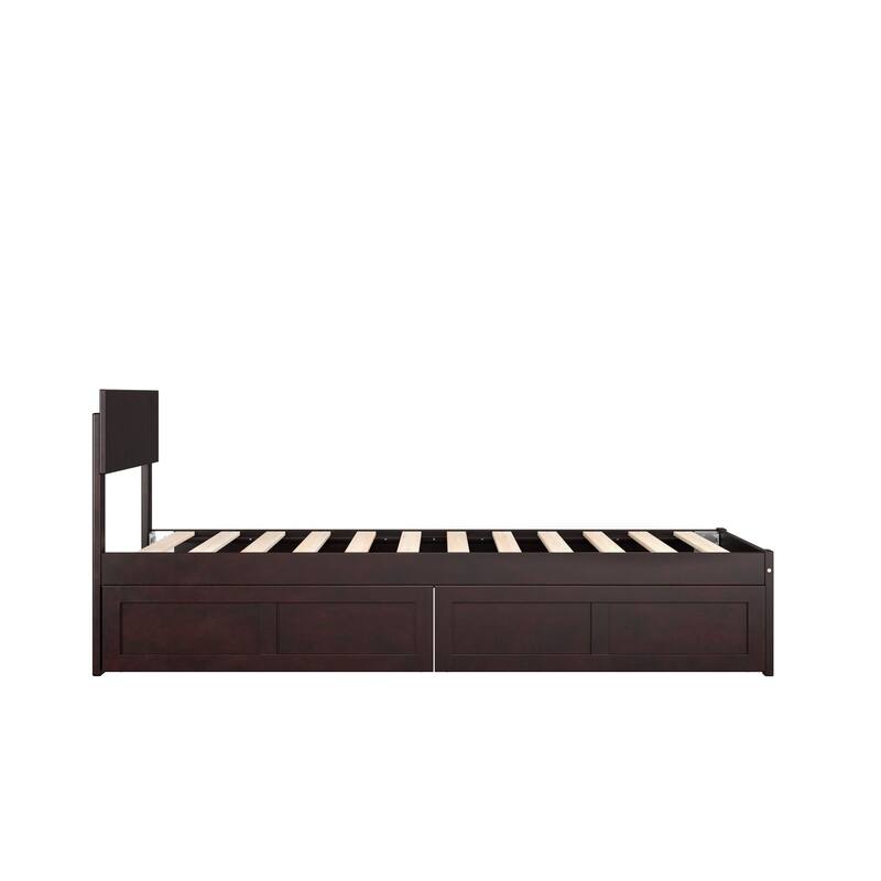 Boston Twin Platform Bed with 2 Storage Drawers in Espresso