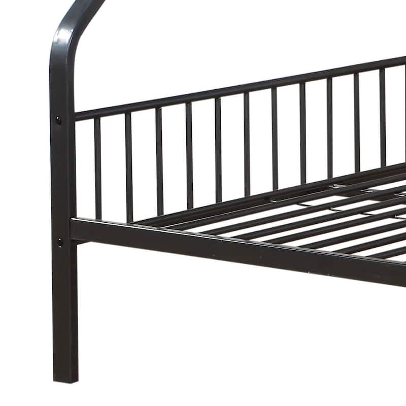Twin XL over Queen Metal Bunk Bed with Built-in Ladder and 22-Slat Support System