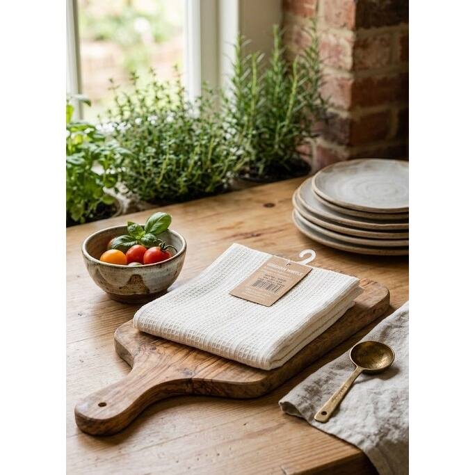 Gingham Waffle Kitchen Towel Set of 4