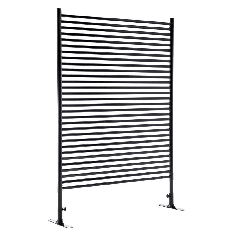 71.26''x46.65'' Outdoor Privacy Screens Freestanding,Metal Privacy Fence Panels for Outside, Slatted Privacy Screens with Stand