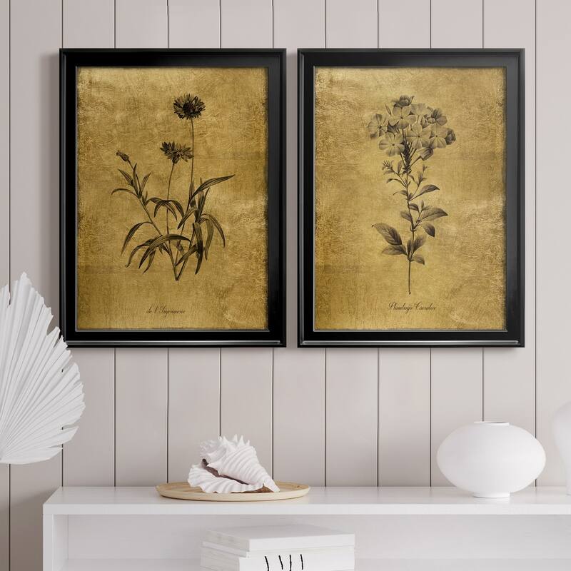 Gold Sketch Botanical I Premium Framed Print - Ready to Hang - Multi-Color