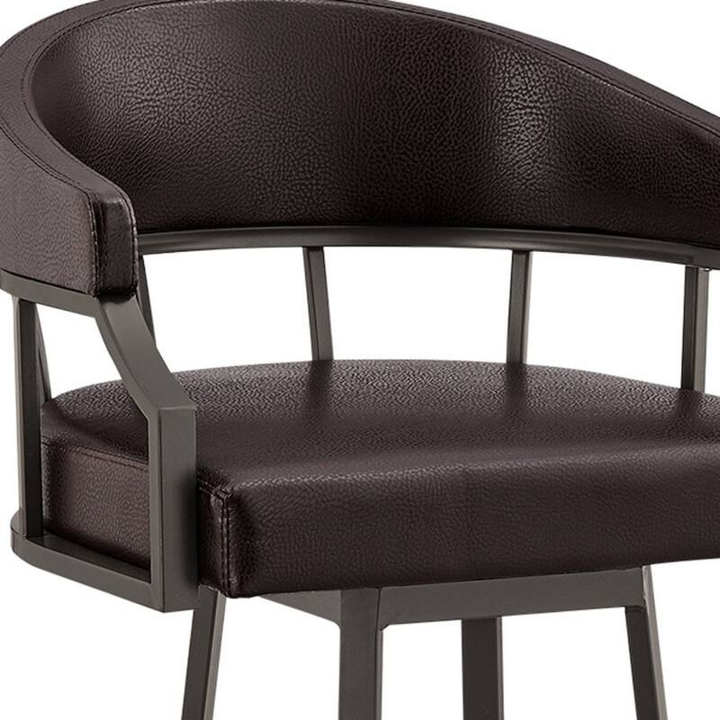 Faux Leather Swivel Bar Chair with Iron Frame and Footrest