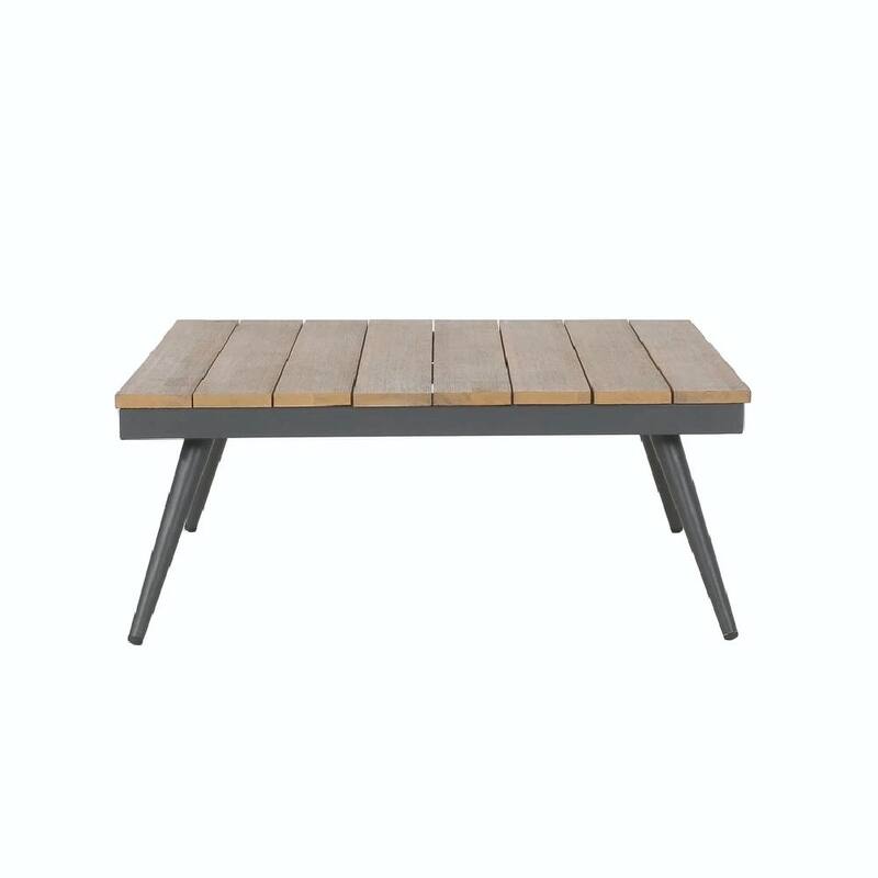 Mid-Century Modern Outdoor Sectional Sofa with Faux Wood Accents