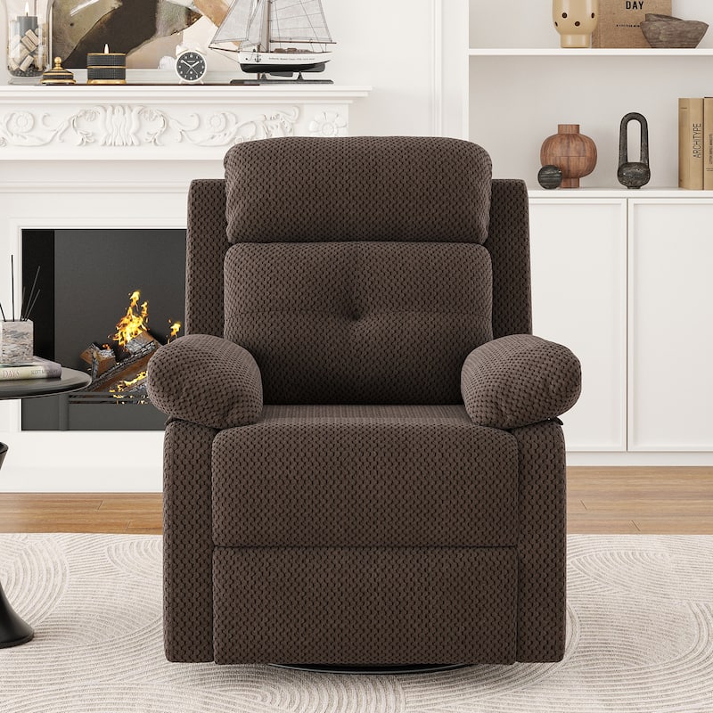 Recliner Chair with 360° Swivel, Soft Cushion Seat Rocker Accent Chair, Lounge Chaise Chair with Footrest