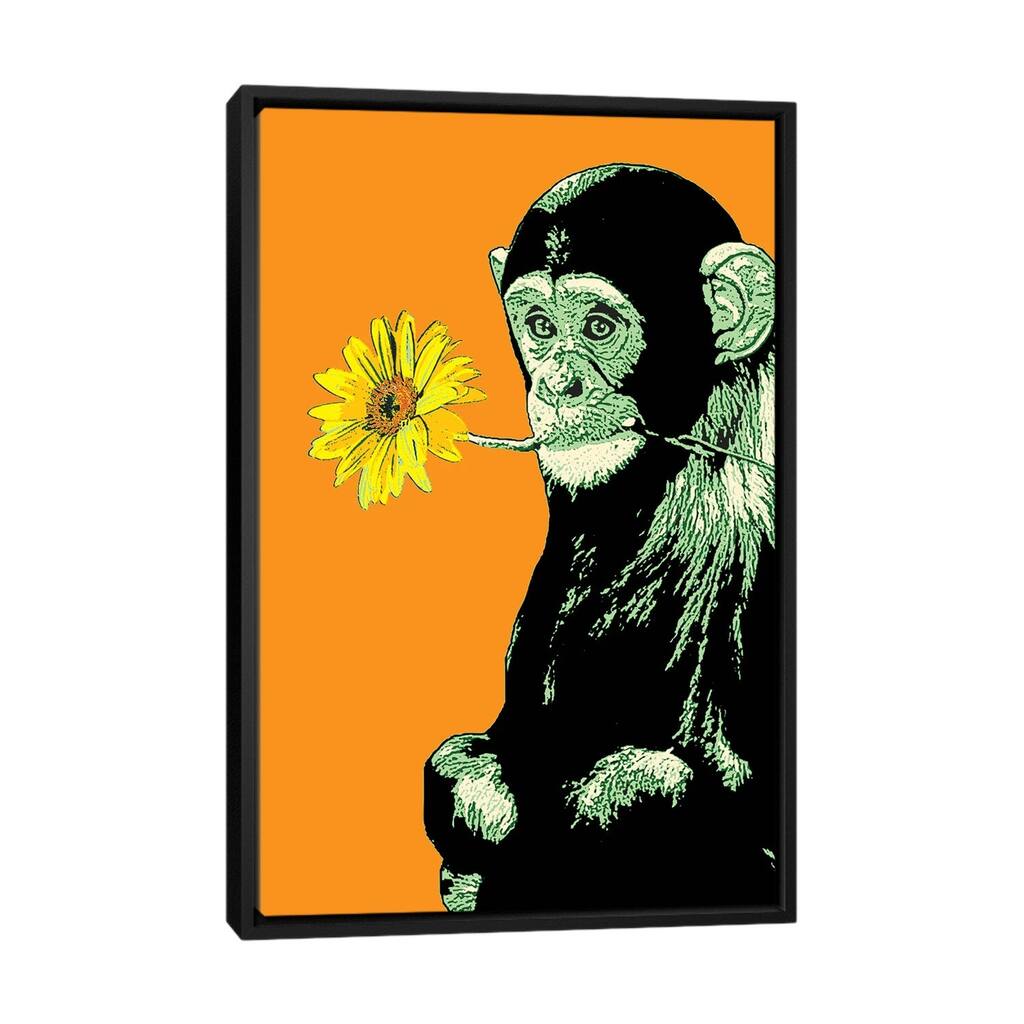 iCanvas "Flower Monkey" by Steez Framed