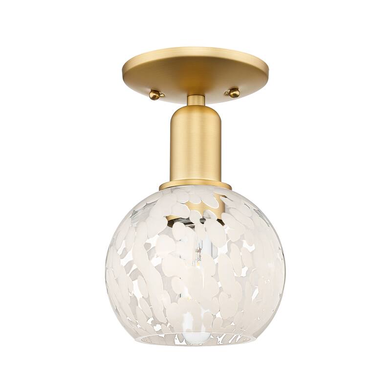 Innovations Lighting Endless Possibilities Arcadia - White Mouchette - 1 Light 6" Semi-Flush Mount - Satin Gold