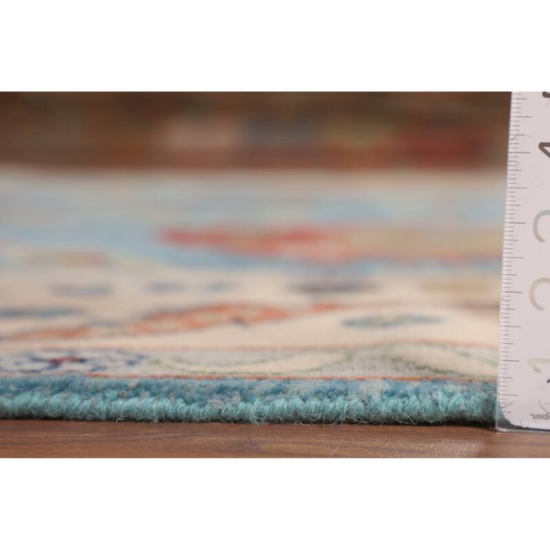 Light Blue & Ivory Floral Oushak Indian Rug Hand-Knotted Wool Carpet - 8'8"x 11'9"