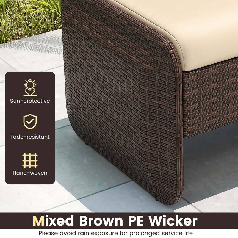 Patiojoy 2 Pieces Outdoor Patio PE Wicker Ottomans with Removable - See Details