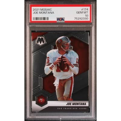 Joe Montana 2021 Panini Mosaic Football Card #174 Graded PSA 10 - 8'6" x 11'6"